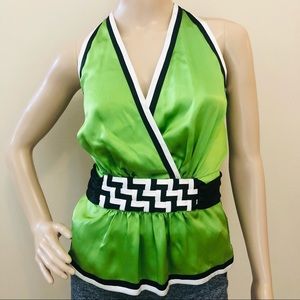 bebe silk crossbody halter top